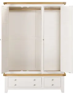 Windsor 3 Door 2 Drawer Wardrobe - Ivory/Oak 2