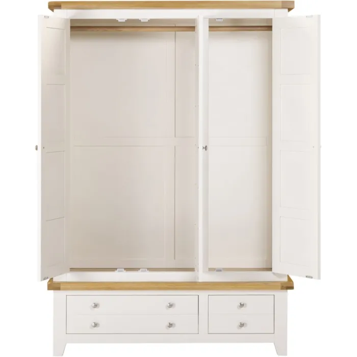 Windsor 3 Door 2 Drawer Wardrobe - Ivory/Oak
