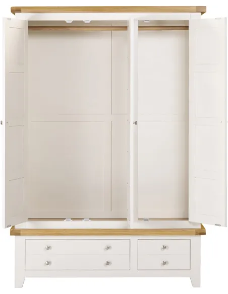 Windsor 3 Door 2 Drawer Wardrobe - Ivory/Oak