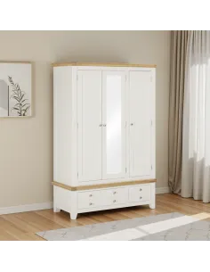 Windsor 3 Door 2 Drawer Wardrobe - Ivory/Oak