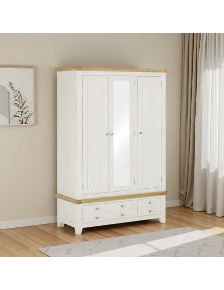 Windsor 3 Door 2 Drawer Wardrobe - Ivory/Oak
