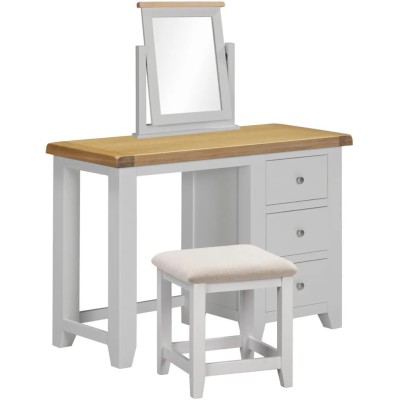Windsor 3 Drawer Dressing Table Set - Pebble Grey/Oak/Oat Fabric