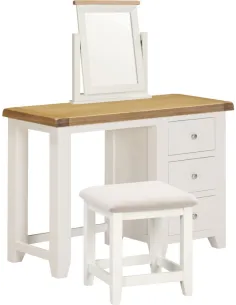 Windsor 3 Drawer Dressing Table Set - Ivory/Oak/Oat Fabric 2