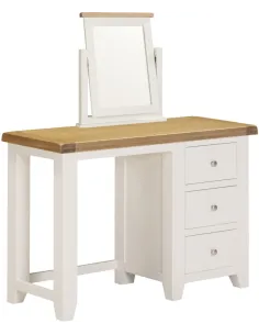 Windsor 3 Drawer Dressing Table And Mirror - Ivory/Oak 2