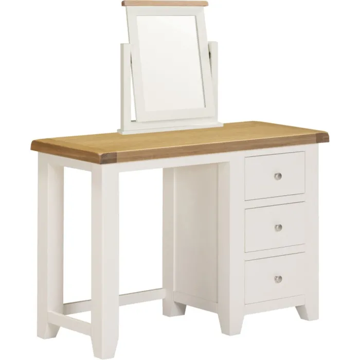 Windsor 3 Drawer Dressing Table And Mirror - Ivory/Oak
