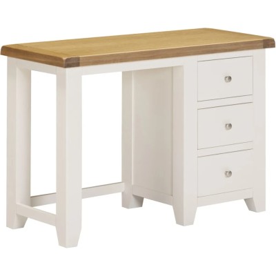 Windsor 3 Drawer Dressing Table And Mirror - Ivory/Oak