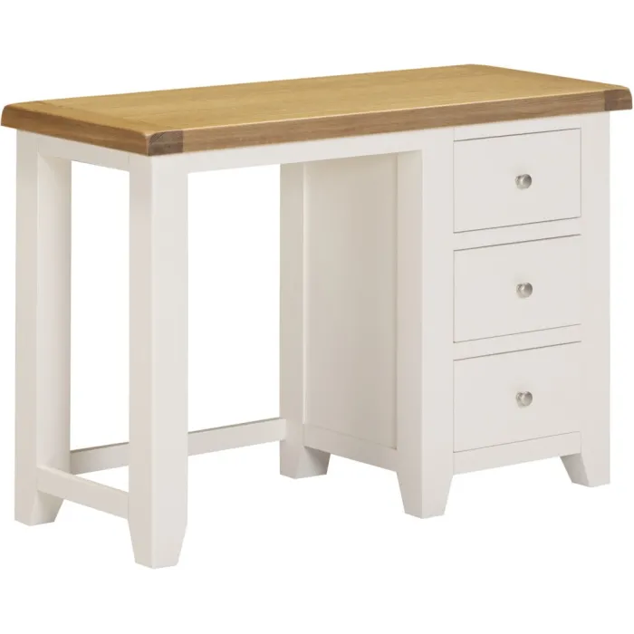 Windsor 3 Drawer Dressing Table And Mirror - Ivory/Oak