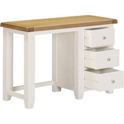 Windsor 3 Drawer Dressing Table And Mirror - Ivory/Oak