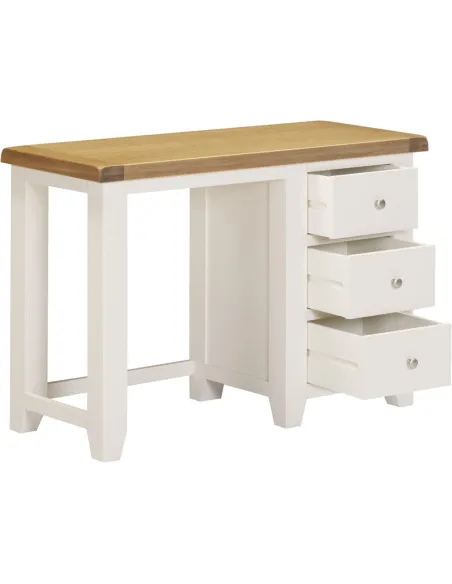 Windsor 3 Drawer Dressing Table And Mirror - Ivory/Oak