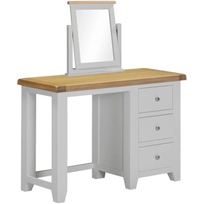 Windsor 3 Drawer Dressing Table And Mirror - Pebble Grey/Oak