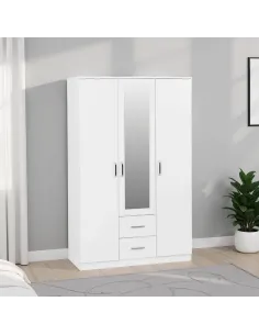 Dakota 3 Door 2 Drawer Mirrored Wardrobe - White