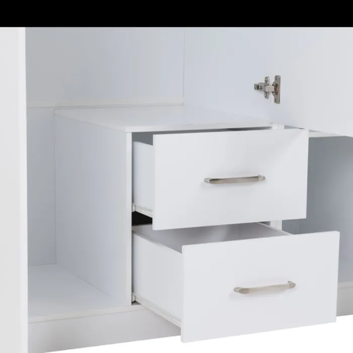 Dakota 3 Door 2 Drawer Mirrored Wardrobe - White