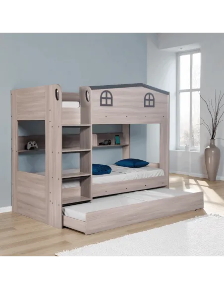 Hector Bunk Bed & Trundle Set - Ash Grey