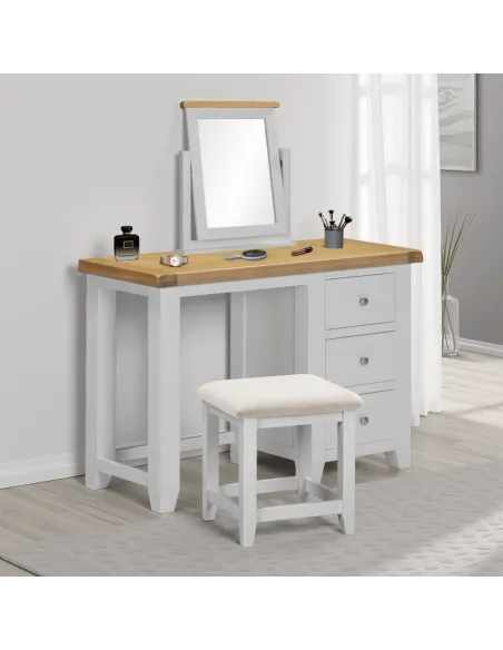 Windsor Dressing Table Stool - Pebble Grey/Oat Fabric