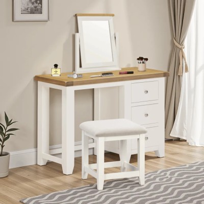 Windsor Dressing Table Stool - Ivory/Oat Fabric