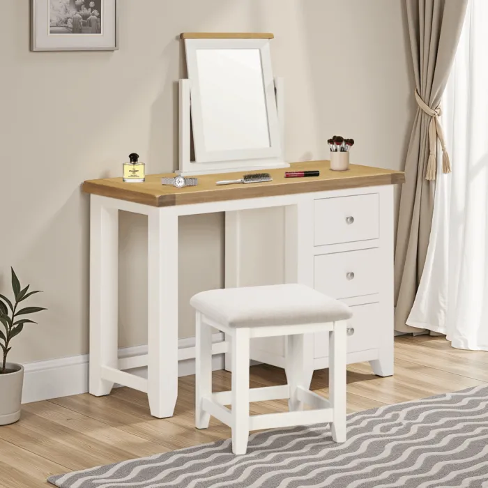 Windsor Dressing Table Stool - Ivory/Oat Fabric