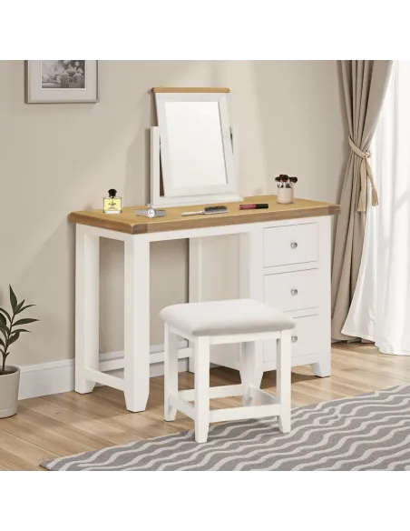 Windsor Dressing Table Stool - Ivory/Oat Fabric
