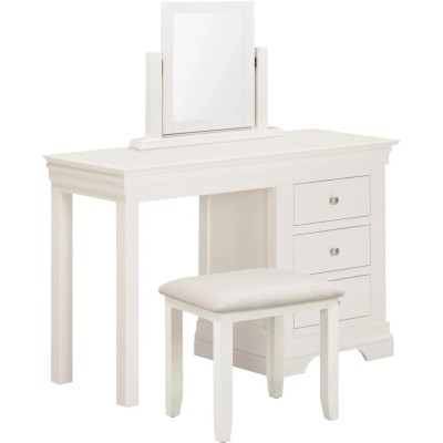 Bordeaux 3 Drawer Dressing Table Set - Ivory/Oat Fabric