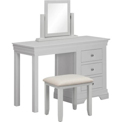 Bordeaux 3 Drawer Dressing Table Set - Pebble Grey/Oak Fabric