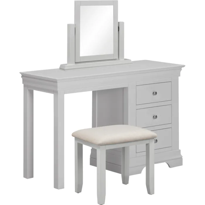 Bordeaux 3 Drawer Dressing Table Set - Pebble Grey/Oak Fabric