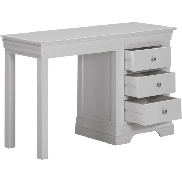 Bordeaux 3 Drawer Dressing Table Set - Pebble Grey/Oak Fabric