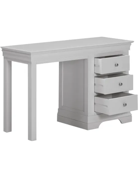 Bordeaux 3 Drawer Dressing Table Set - Pebble Grey/Oak Fabric