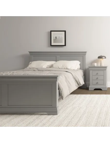 Bordeaux 4ft6 High Foot End Bedframe - Pebble Grey