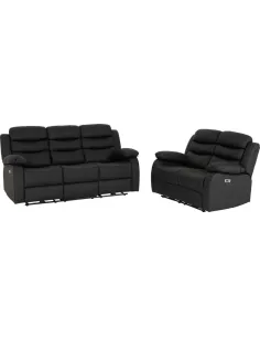 Roma 3+2 Electric Recliner Sofa Suite - Black PU 2