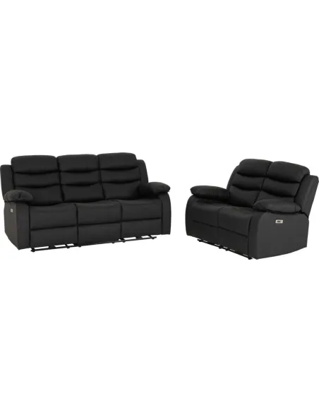 Roma 3+2 Electric Recliner Sofa Suite - Black PU