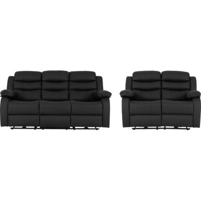 Roma 3+2 Electric Recliner Sofa Suite - Black PU