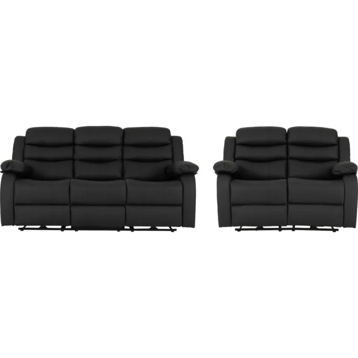 Roma 3+2 Electric Recliner Sofa Suite - Black PU
