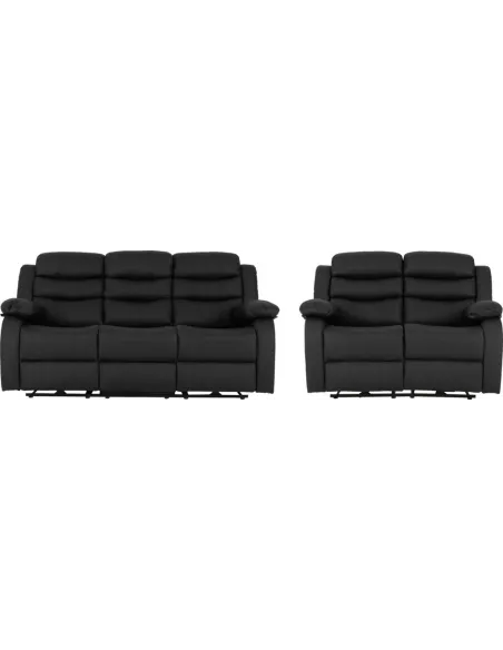 Roma 3+2 Electric Recliner Sofa Suite - Black PU