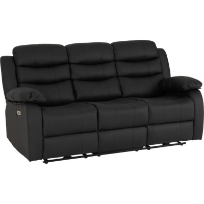 Roma 3+2 Electric Recliner Sofa Suite - Black PU