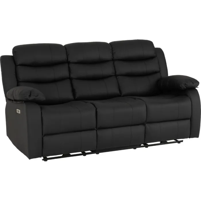 Roma 3+2 Electric Recliner Sofa Suite - Black PU
