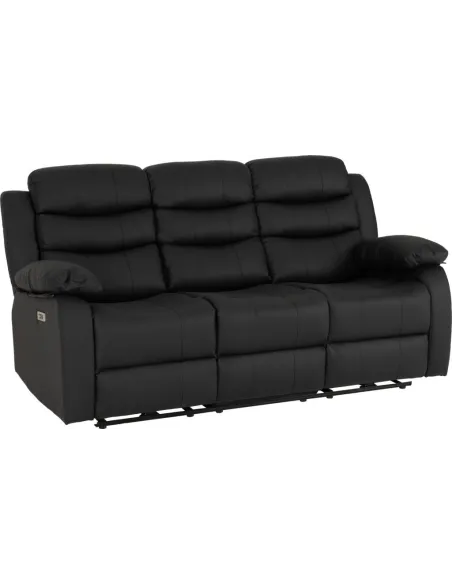Roma 3+2 Electric Recliner Sofa Suite - Black PU