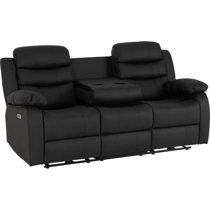 Roma 3+2 Electric Recliner Sofa Suite - Black PU