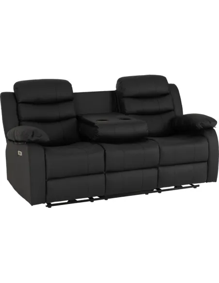Roma 3+2 Electric Recliner Sofa Suite - Black PU