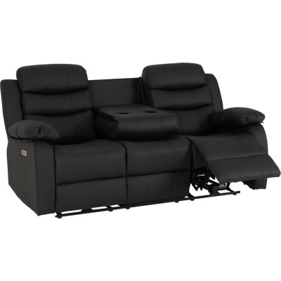 Roma 3+2 Electric Recliner Sofa Suite - Black PU