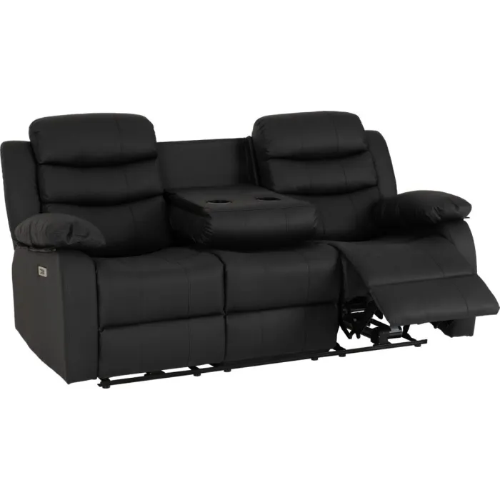 Roma 3+2 Electric Recliner Sofa Suite - Black PU