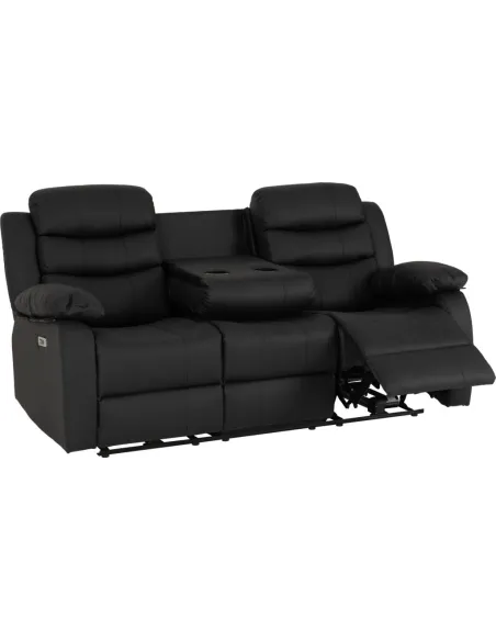 Roma 3+2 Electric Recliner Sofa Suite - Black PU