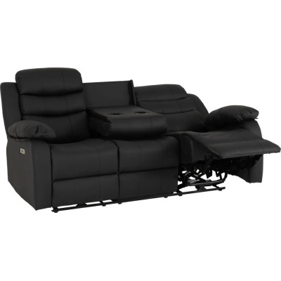 Roma 3+2 Electric Recliner Sofa Suite - Black PU