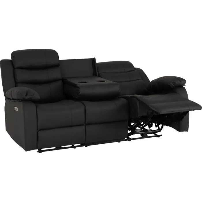 Roma 3+2 Electric Recliner Sofa Suite - Black PU
