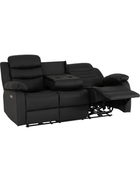 Roma 3+2 Electric Recliner Sofa Suite - Black PU