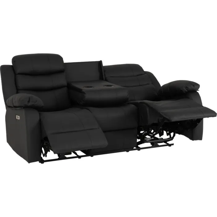 Roma 3+2 Electric Recliner Sofa Suite - Black PU