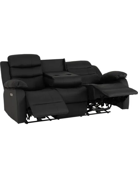 Roma 3+2 Electric Recliner Sofa Suite - Black PU