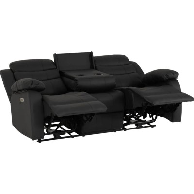 Roma 3+2 Electric Recliner Sofa Suite - Black PU