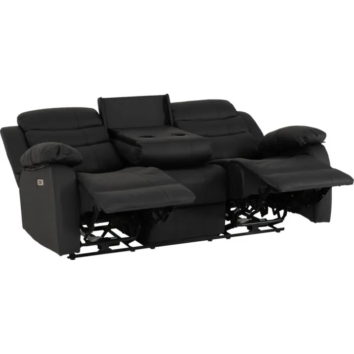 Roma 3+2 Electric Recliner Sofa Suite - Black PU