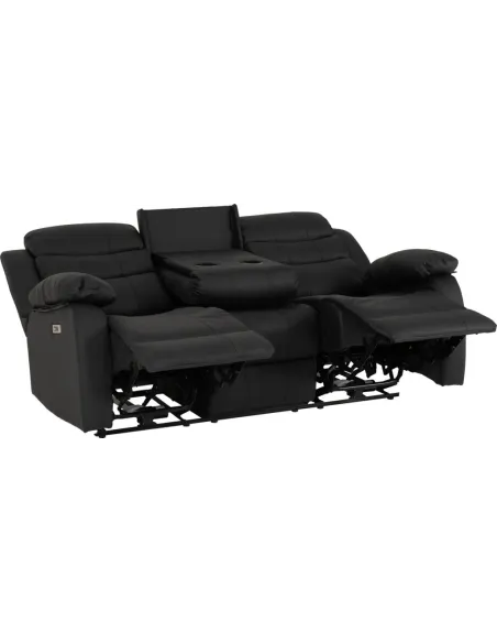 Roma 3+2 Electric Recliner Sofa Suite - Black PU