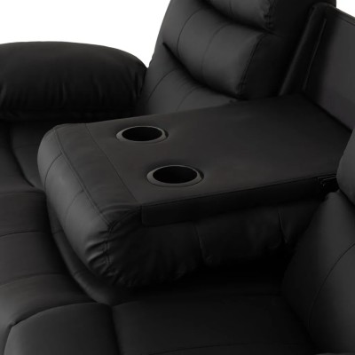 Roma 3+2 Electric Recliner Sofa Suite - Black PU