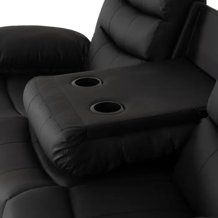 Roma 3+2 Electric Recliner Sofa Suite - Black PU